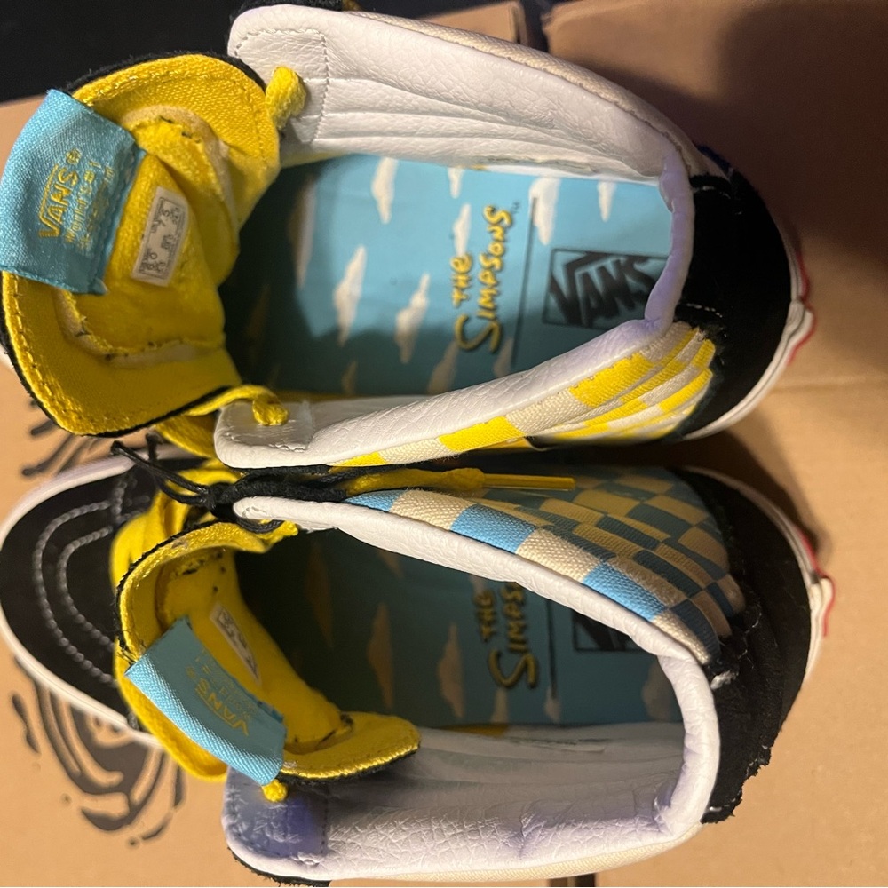 Vans High-Top Sneakers in Black, White & Yellow with Character Print - Picture 3 of 4
